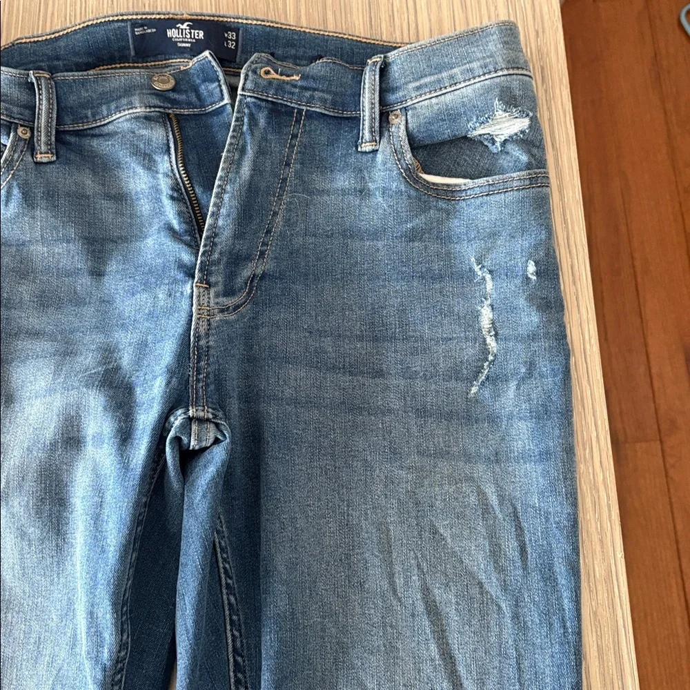 Hollister Skinny Jeans Men’s 33x32 Medium Wash Distressed Denim - Picture 3 of 8